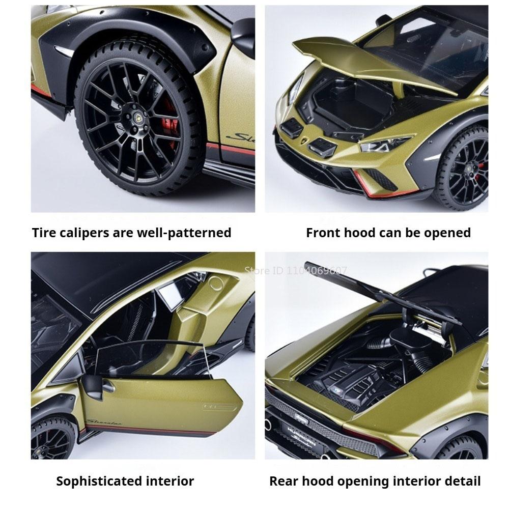 1:24 Scale HURACAN STERRATO URUS Car Model Toy Metal Diecast Sound Light Shock Absorption Models Hobby Presents for Children