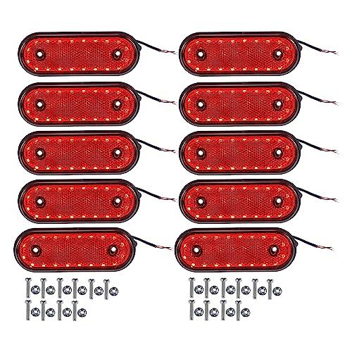 

ABSOPRO Передние Задние Боковые Габаритные Огни Водонепроницаемые Овальные Позиционные Фонари Поверхностного Монтажа для Грузовика Кемпера Фургона Грузовика Автодома Пластик 20 Светодиодов 10 Комплектов Красный