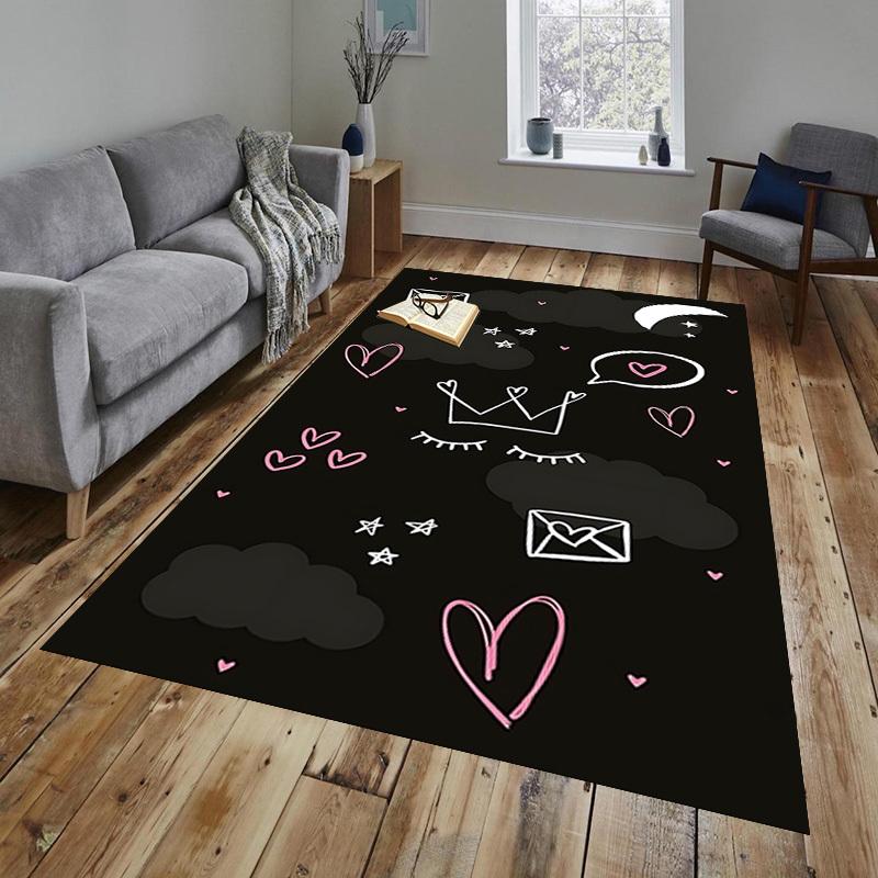 love crown Pattern Area Rug, Office Carpet Indoor Outdoor Entrance Doormat, Non-Slip Soft And Comfortable, Living Room, c122008