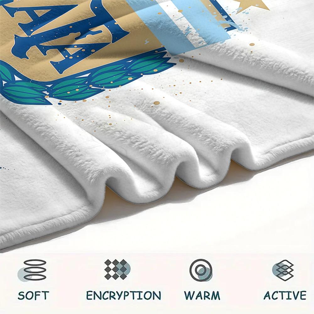 Custom Name Argentina Football Association Flannel Blanket, High Quality Comfortable for All Seasons, Home Decor, Warmth and Comfort