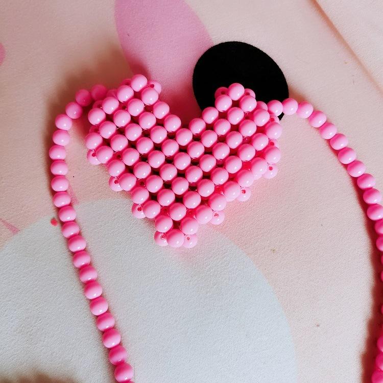 Mini Lipstick Handbags Pearl Women's Bag Crossbody Multicolor Love Shape Work Beads Women Spring and Summer All-match Fashion