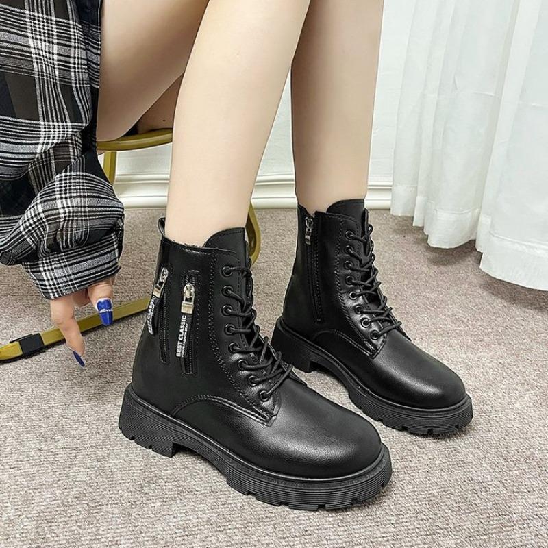 

Ботинки Мартина, Новые женские ботинки, Ботинки на толстой подошве с боковой молнией, Хлопковые ботинки, Короткие ботинки, Женская обувь 35 чёрный