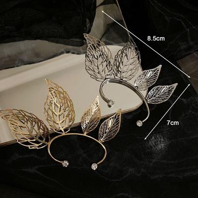 1 Pc Chic Elf Ear Cuff Maple Leaf Hollowed Zircon Leaf Cosplay Fairy Earring