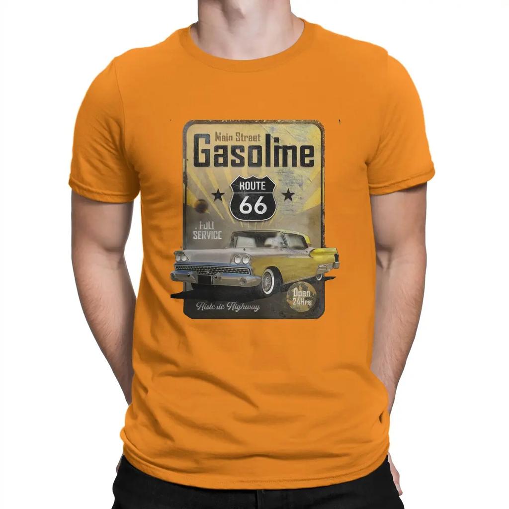 Route 66 Gasoline Unique TShirt Vintage 66 Route Casual T Shirt Summer Stuff For Men Women