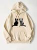 2025 American Style Cat Pattern Hooded Sweatshirt - Loose Fit for Autumn/Winter