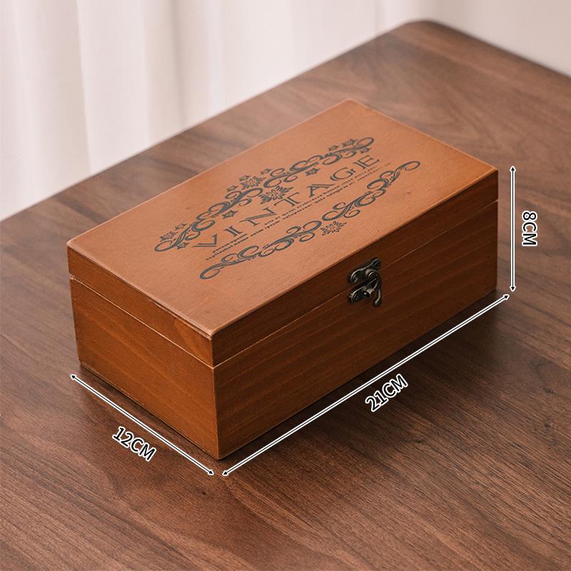 Retro-Aufbewahrungsbox aus Holz mit Schloss für Briefe, Dokumente, Souvenirs und Schmuck brown
