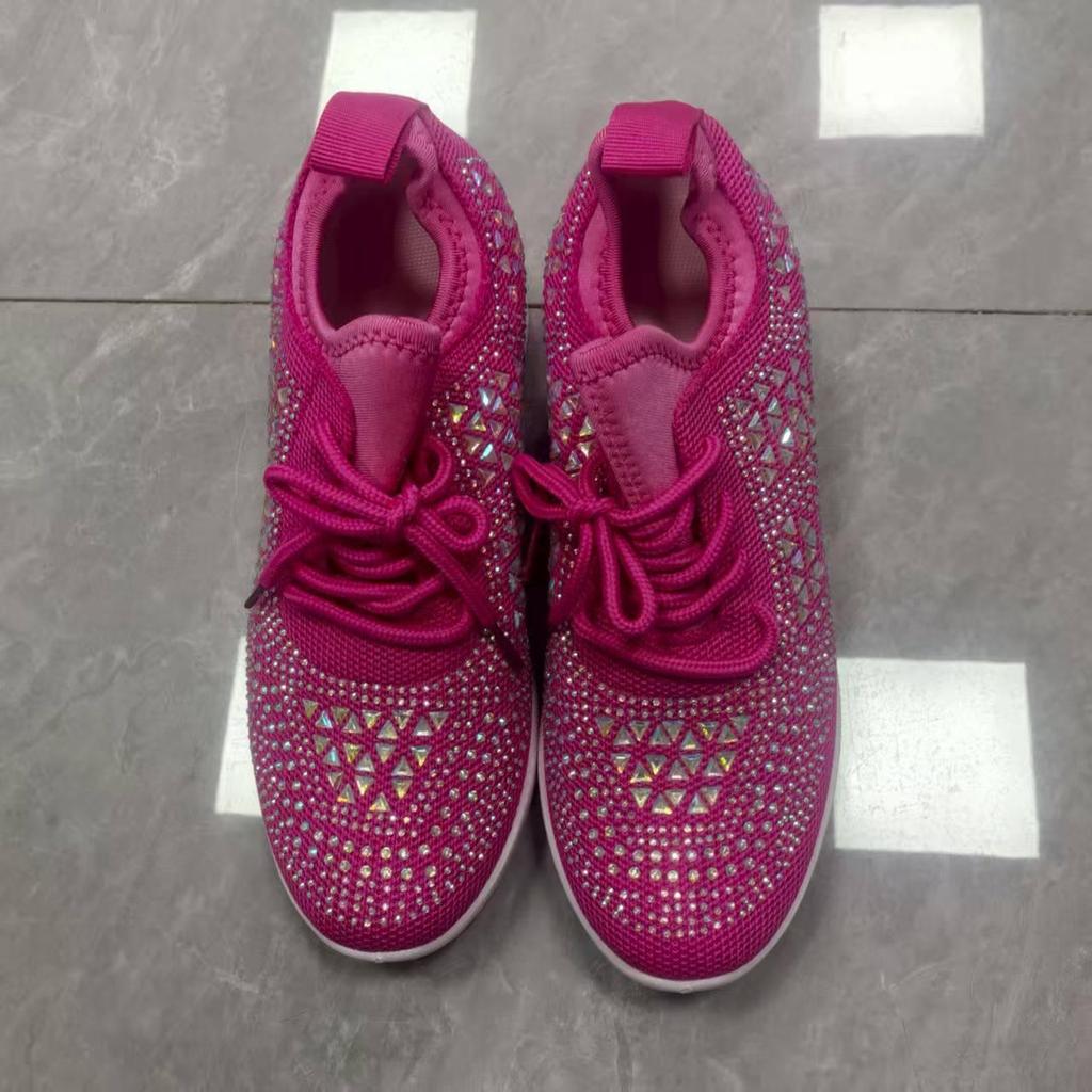 2025 Frühling/Herbst Damen Strass Keilsneakers: Dicke Sohle, Sportlicher Stil, Lässige Damenschuhe, Größe 43