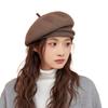 Winter Hat Women Beret Elastic Knit Solid Color Soft Warm Thick Windproof Decorative French Artist Painter Vintage Elegant C