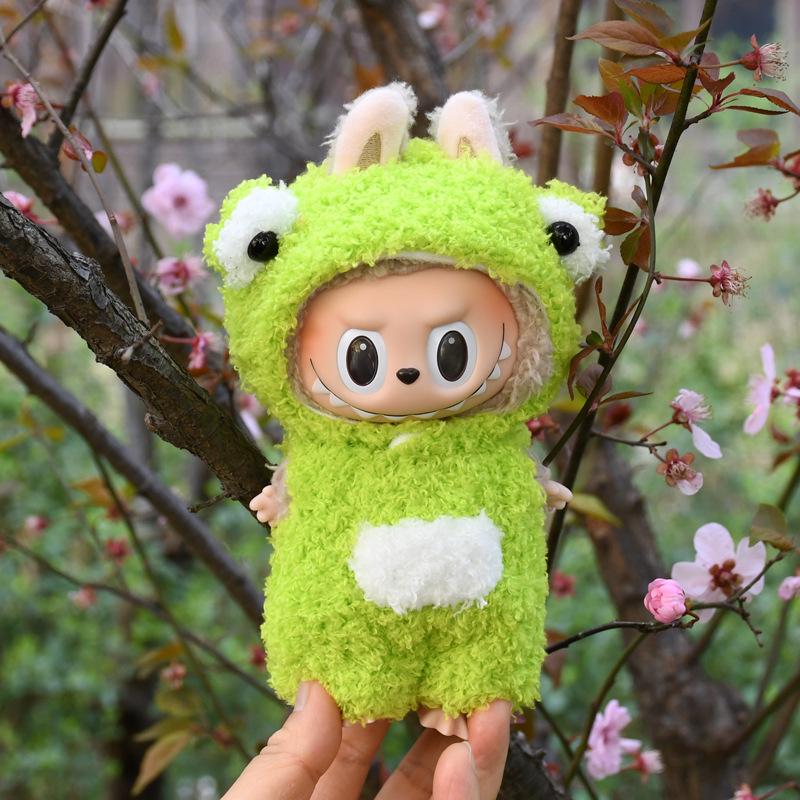 17cm Labubu Changeable Plush Set: Frog, Pig, Pendant, Snowman Doll Outfits for Christmas