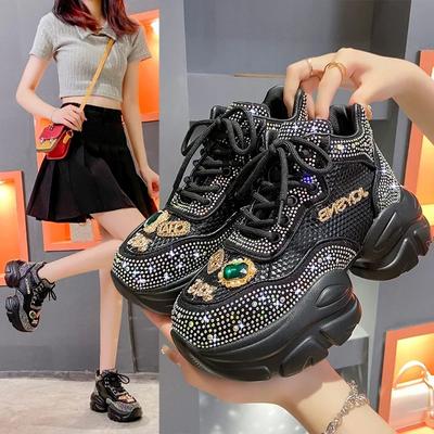Μόδα γυναικεία παπούτσια Νέα γυναικεία αθλητικά παπούτσια Rhinestone Diamond Breathable Luxury Designer Casual Platform παπούτσια