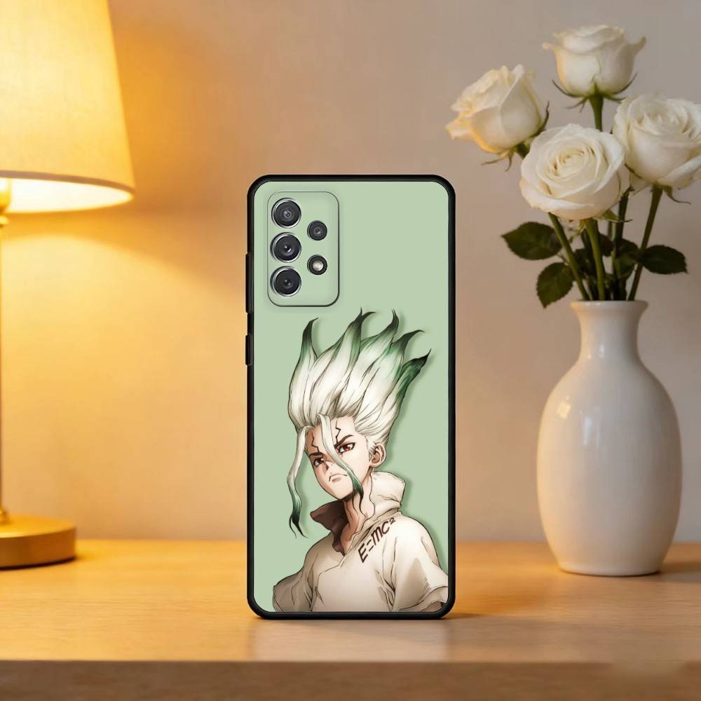 D-Dr S-STONE Anime Soft Silicone Black Cover Phone Case For Samsung Galaxy A73,A72,A71,A70,A53,A52,A51