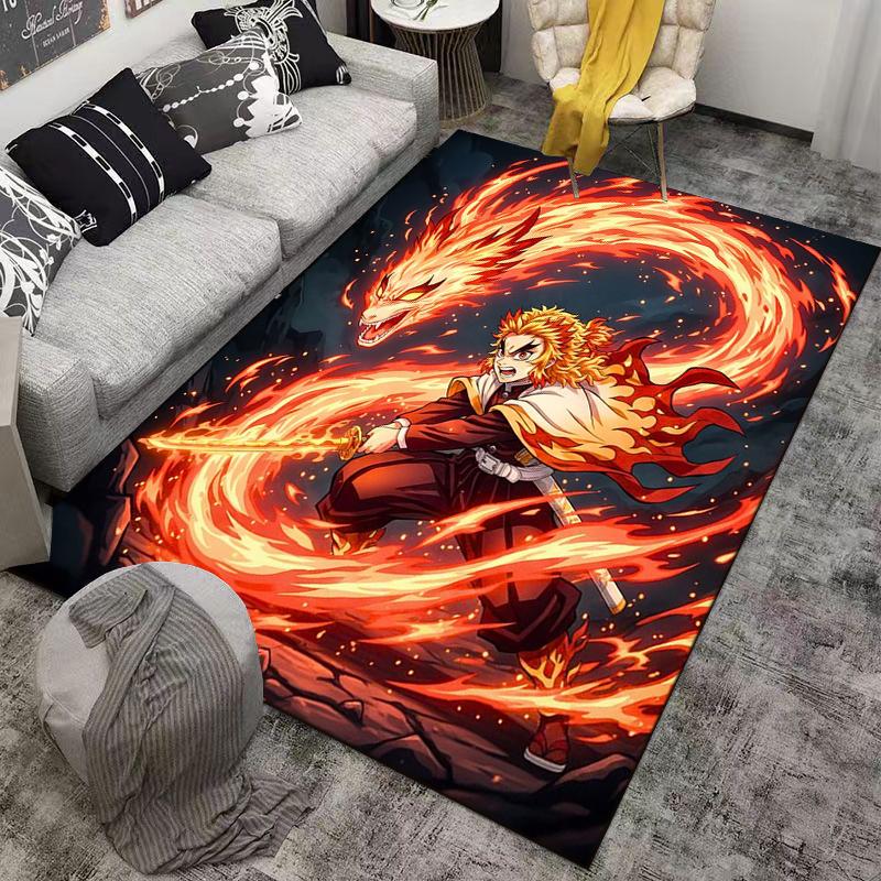 Fiery Warrior Designed floor mat, suitable as a non-slip mat for the living room or bedroom sofa