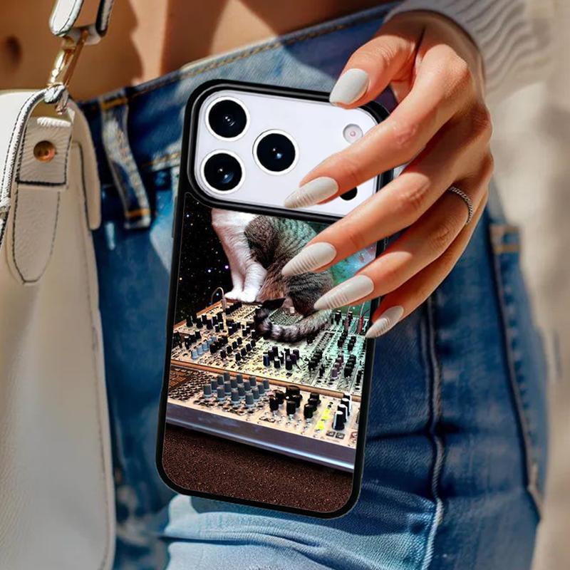 Synth Synthesizer Katzenmuster Handyhülle Für iPhone 17 Air 14 15 13 12 Max Hülle Für Apple 16e 11 Pro Max Plus Coque
