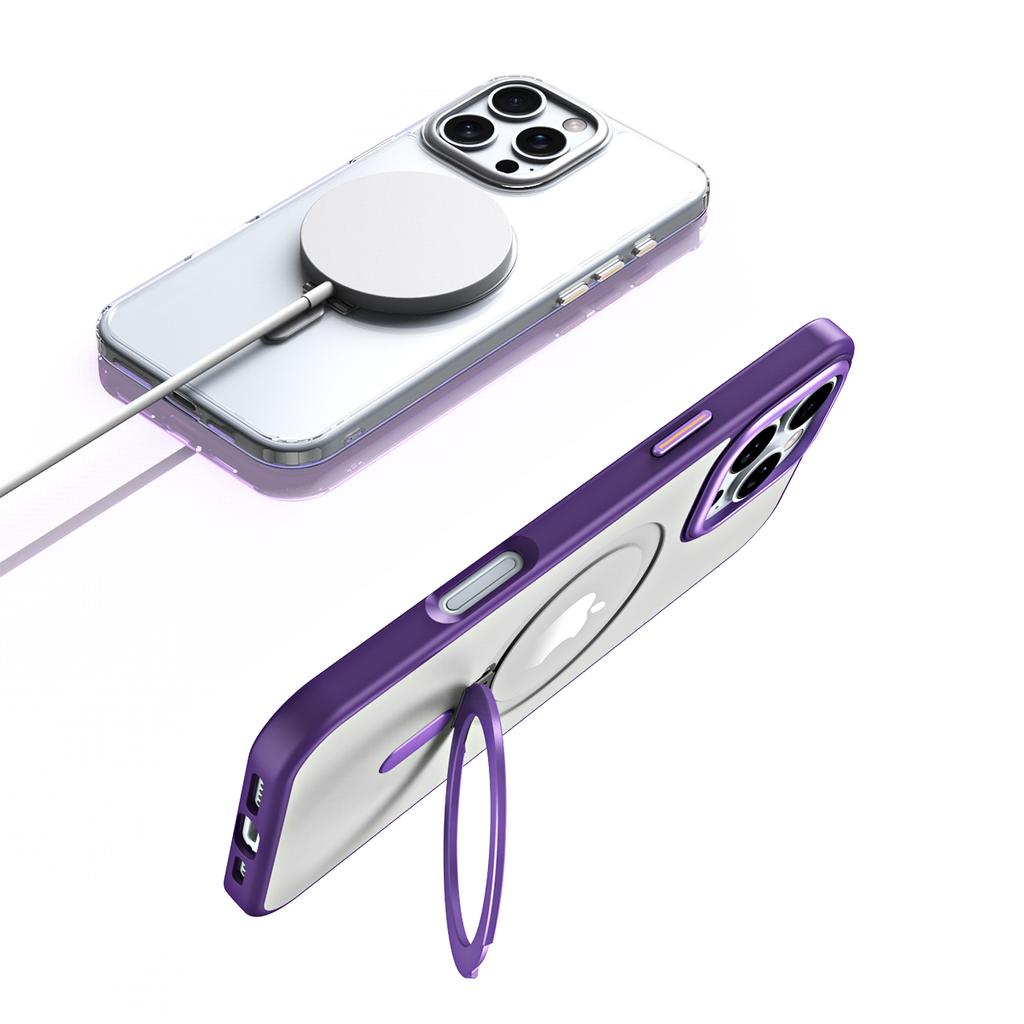 Für iPhone 16 Pro Magnetische Hülle Sturzsichere TPU+Acryl Ständer Handyhülle