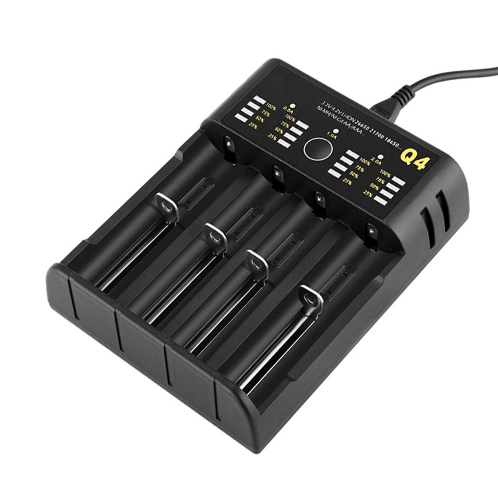 

Зарядное устройство с 4 слотами для индивидуального зарядного устройства для аккумуляторов 18650 со светодиодным дисплеем