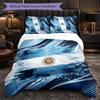 Arjantin Futbol Deseni 3 Parça Nevresim Takımı Yatak Odası İçin Yastık Kılıflı Yumuşak Mikrofiber Yorgan Kılıfı