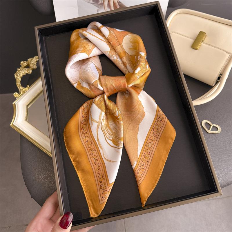 2026 New Floral Printed Square Scarf for Women Soft Lightweight Scarf Headbands Fashion Bag Tie Ribbon Hair Bands Bandana
