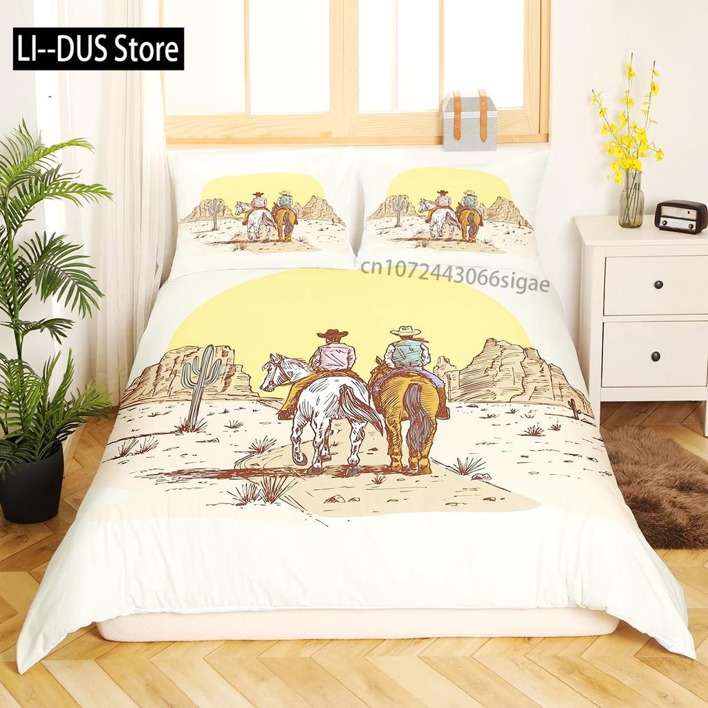 Cute Cactus Duvet Cover Bedding Set Comforter Cover for Children Girls Room Decor Boho Animal Quilt Cover Queen King Full Size