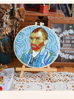 1pc Van Gogh Self-Portrait Pattern Embroidery DIY Fabric Craft Kit