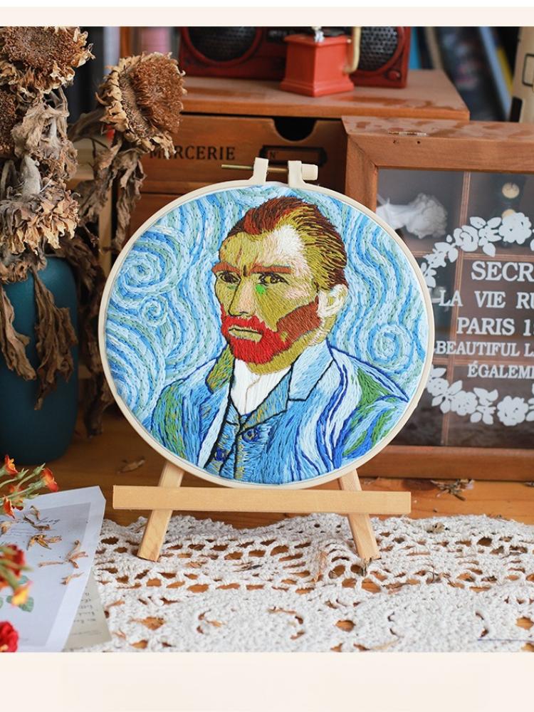 1pc Van Gogh Self-Portrait Pattern Embroidery DIY Fabric Craft Kit