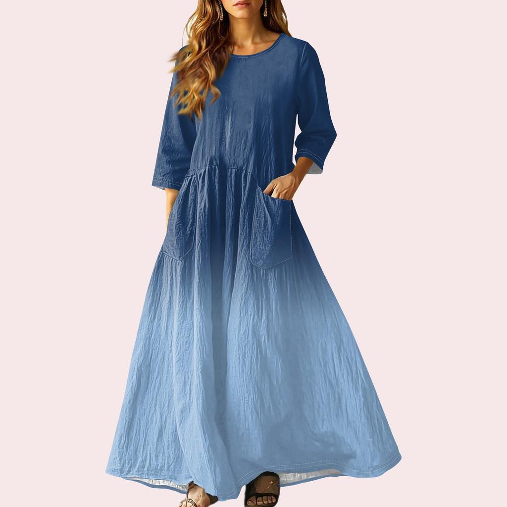 Women's Retro Ethnic Style Ribbon Embroidered Sleeveless Linen V-neck Maxi Dress