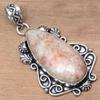 Pendant Sunstone Gemstone Handicraft Valentine'Day Gift Silver Jewelry 2.25"