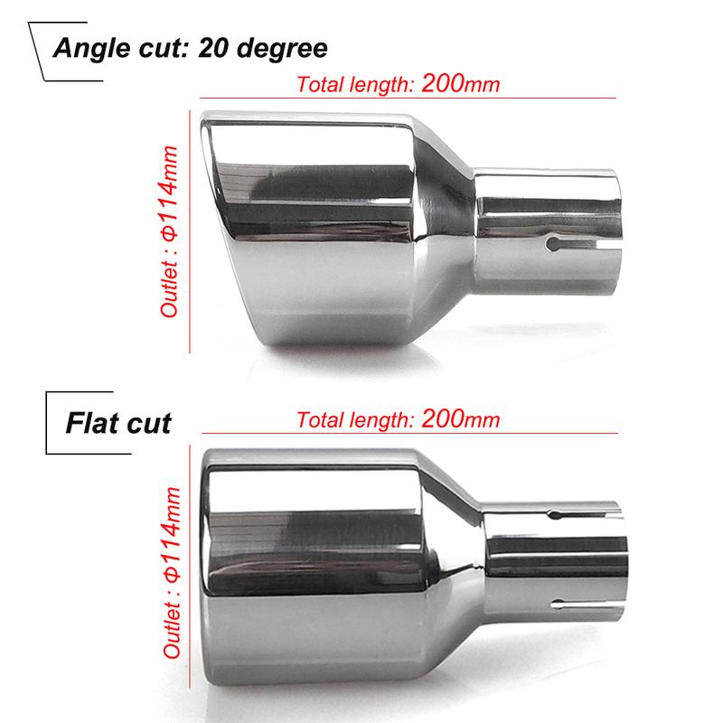 1 Piece 114mm Outlet Universal Modification Car Accessories Silver Curly Flange Muffler Exhaust Stainless Steel Tip End Pipe