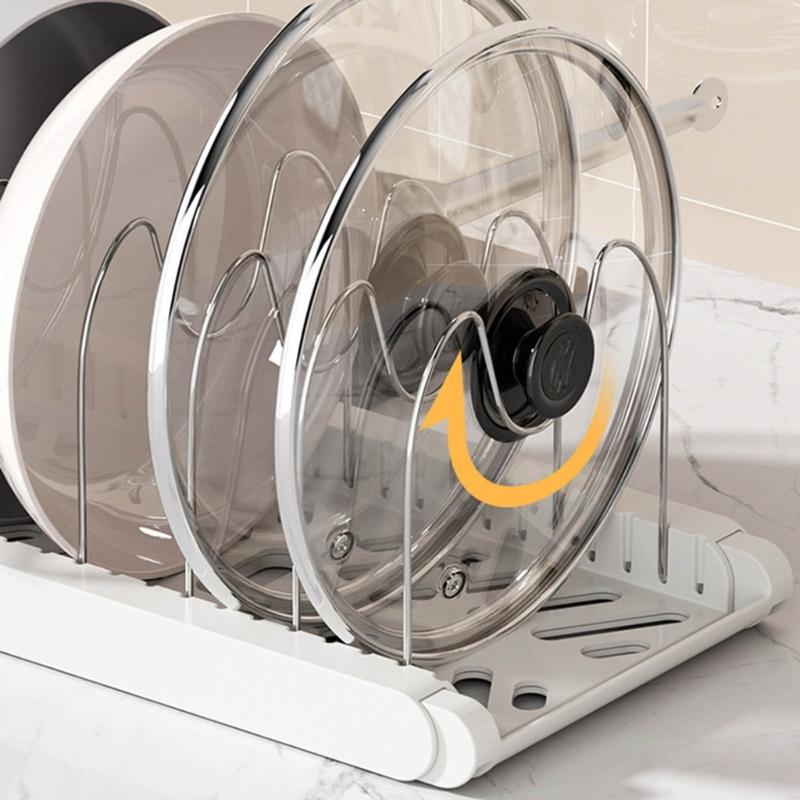 Space Saving Under Cabinet Storage Rack For Cookware Expandable Pots and Pans Organizer With Adjustable Dividers