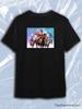 TeeSensation Black Crew Neck Short Sleeve T-Shirt with Boris Vallejo Warrior Woman Horse Riders Mountains Fantasy Print