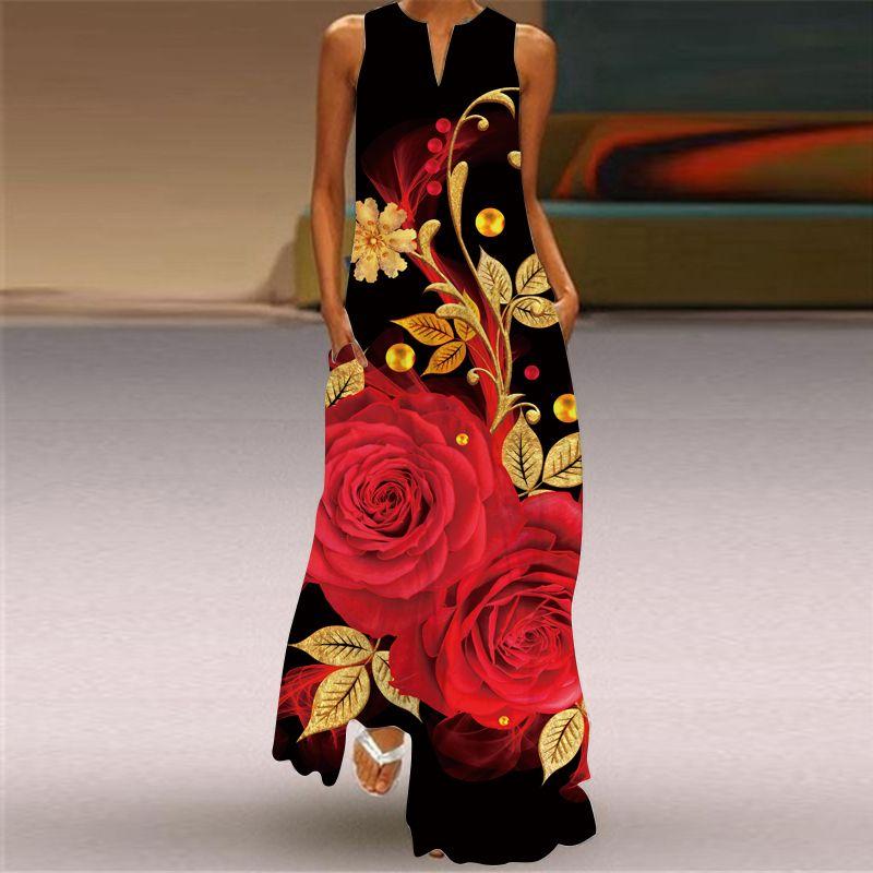 Dress Women Summer Print Long Beach Holiday Loose 3D Skirt