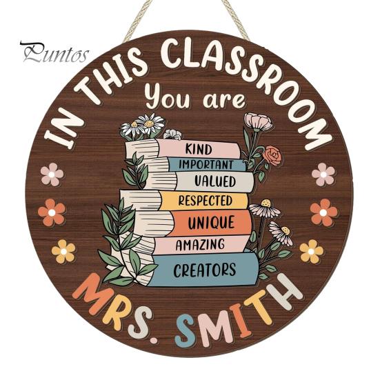 Classroom Decor Sign Wooden Welcome for Door, to Our Round Front Door Hanging Hanger, Sign, Back School Preschool Decoration Hanger
