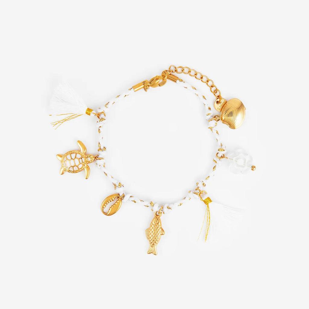 Dopamine Necklace and Bracelet with Whale, Starfish, Shell, 18k Stainless Steel, Multi-Color Conch Pendant.
