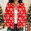 Women's Fashion Christmas Print Long Sleeve Cardigan - Holiday Open Front Knit Sweater for Winter Outfits