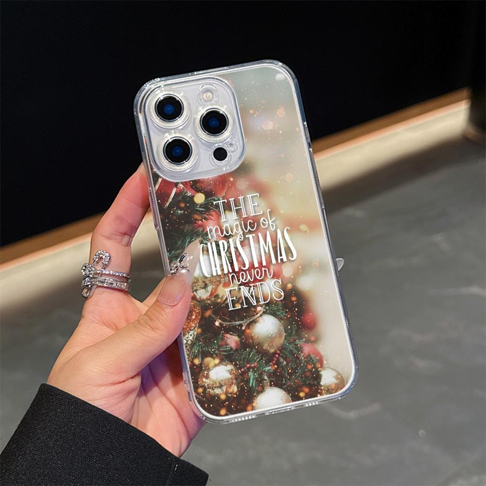 Ae115 Merry Christmas Happy New Year Magsafe Transparent Cases for Samsung S23 S24 Ultra S21 FE iPhone 16 Pro Max Magnetic Wireless Charge Back Cover