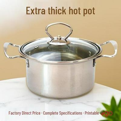 Compact Double-Handled Stainless Steel Hot Pot for Single-Serve Shabu-Shabu, Induction & Gas Compatible
