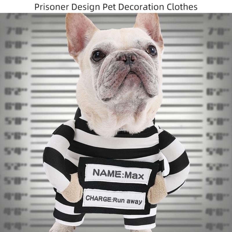 Pet Prisoner Costume Entertaining Festival Outfit Party Wear for Small To Large Cats Dog Masquerade Birthday Celebration