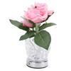 Rose Tischlampe Exquisite elegante kabellose LED-Kunstblumen-Touch-Lampe mit klarer Kristallvase