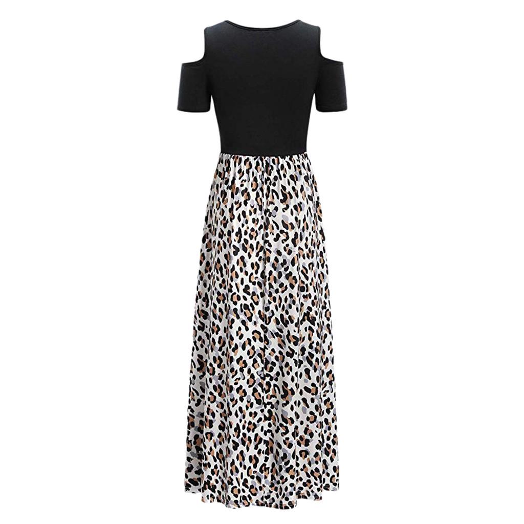 Women Summer Cold Shoulder Floral Print Elegant Maxi Long Dress Pocket Dress