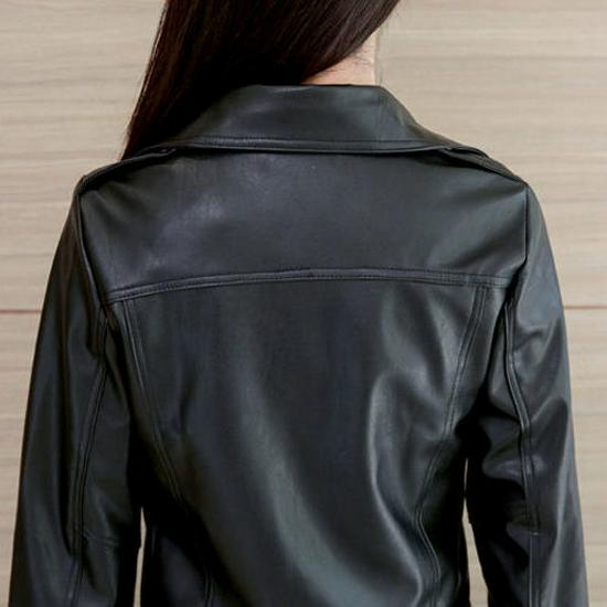 2025 Women's Slim Fit PU Leather Jacket - Short, Plus Size, Korean Style, Trendy Outerwear for Spring & Autumn
