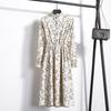 Vintage Collar Long Sleeve Corduroy Floral Dress Women's Party Ruffle Dress Bohemia Print Dress