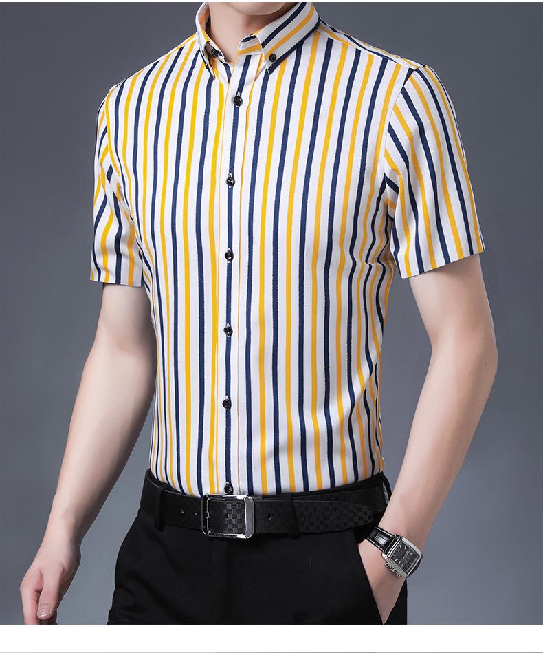 Herrskjorta i stretch för affärsbruk: Lång- eller kortärmad randig, Vår/Sommar-kollektion