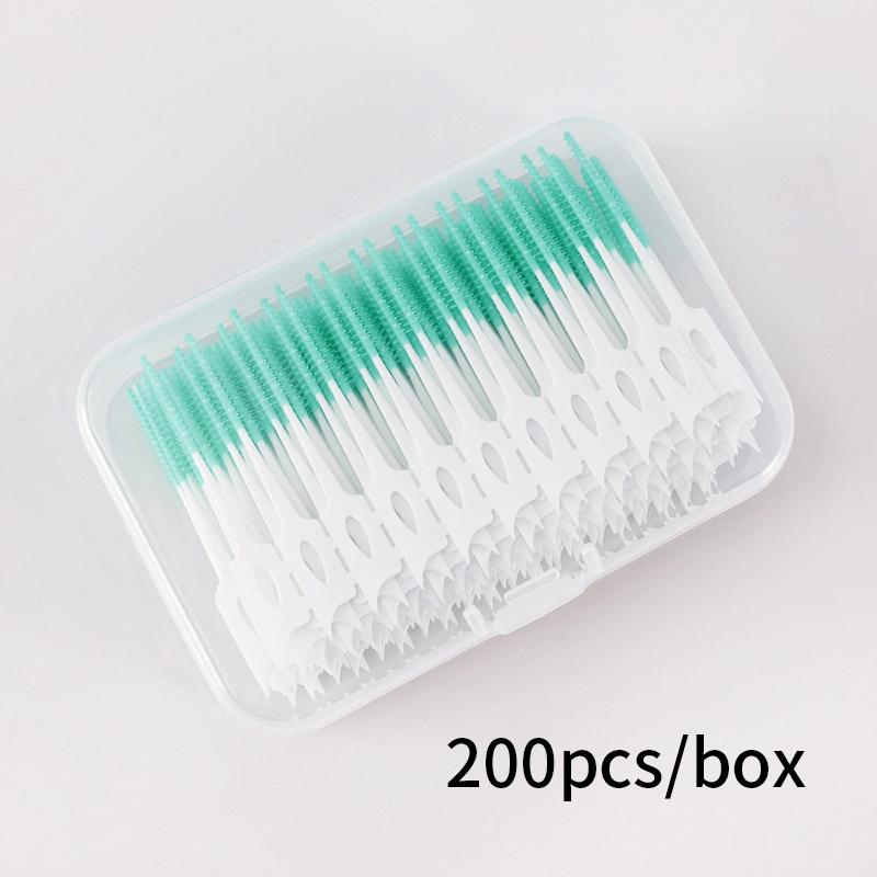 

200Pcs Interdental Silicone Brushes Dental Toothpicks Brush Between Teeth Silicone Toothpicks With Thread Oral Cleaning Tools