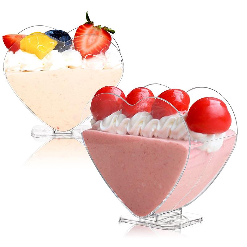 20 Pcs Thickened Heart Shaped Dessert Bowl Mousse Container Reusable Parfait Appetizer Tasting Serving Cup