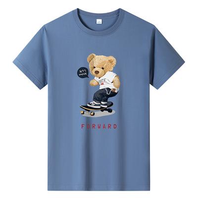 Skate Bear Moda masculina camiseta de manga curta algodão puro camiseta casual M-6XL