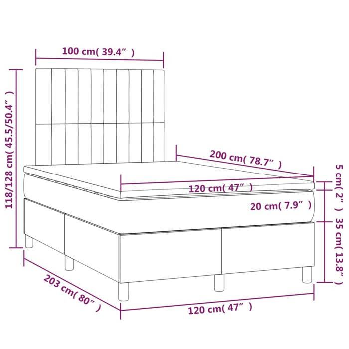 VidaXL Sommier à Lattes de Lit avec Matelas LED, Lit Rembourré, Lit Double, Lit Adulte de Chambre à Coucher Intérieur, 3136235