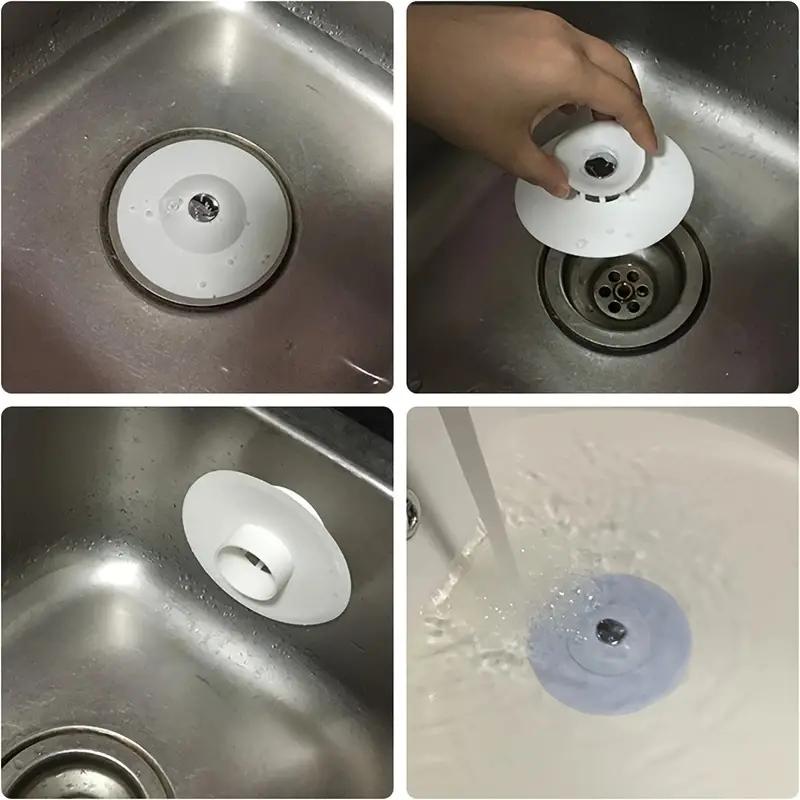 2pcs  Push-Type Silicone Floor Drain  Silicone Universal Sink Stopper  Prevent Clogging  Bathroom Drain Hair Catcher Press Water
