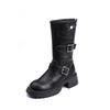 2025 winter new long tube but knee thick-soled knight boots Internet celebrity belt buckle cool women's boots retro Korean version boots