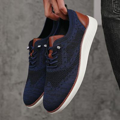 Men's Casual Shoes Classic Breathable Brogue Flats Cushioning Color Blocking Design Dress Shoes Versatile Lightweight Sneakers