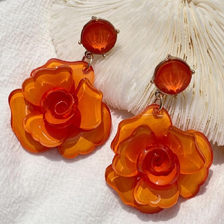 Classy Floral Drop Earrings Jewelry Sophisticated Rose Dangle Earrings Portable Drop Ear Studs for Various Occasions