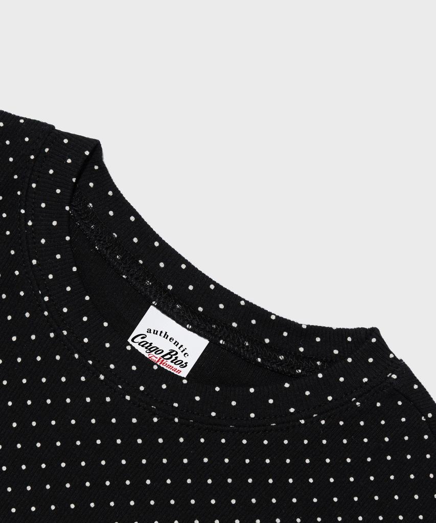 CARGOBROS FOR WOMAN Dot Pattern Short Sleeve T-Shirt (Black)